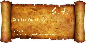 Ogrin Apolló névjegykártya